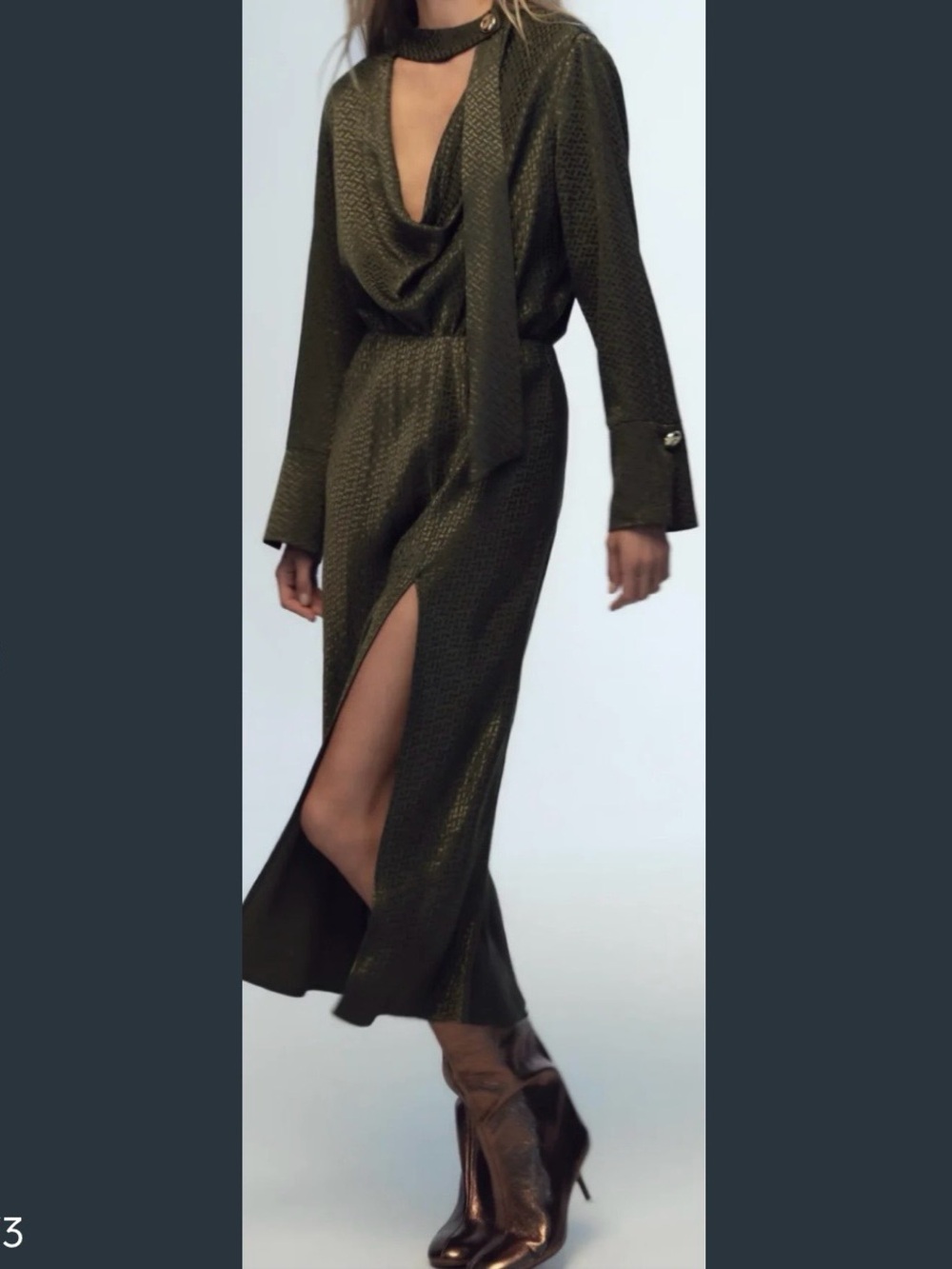 Zara Olive Green Textured Fabric Garment